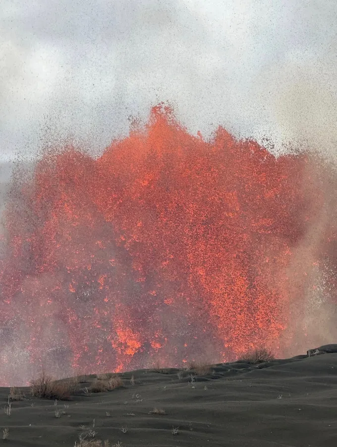 Lava fountain bursting skyward during the Kīlauea eruption